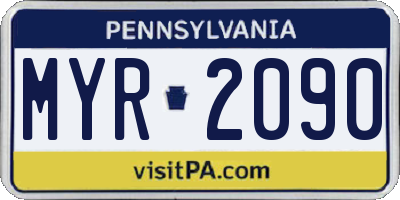 PA license plate MYR2090