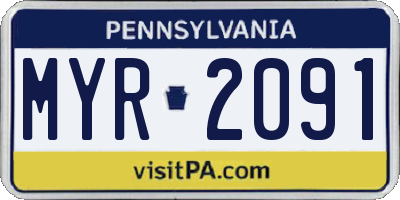 PA license plate MYR2091