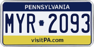 PA license plate MYR2093