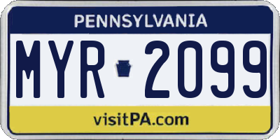 PA license plate MYR2099