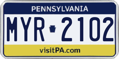 PA license plate MYR2102