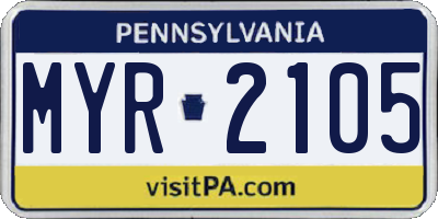 PA license plate MYR2105