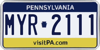 PA license plate MYR2111