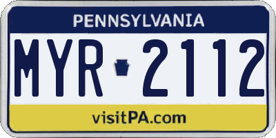 PA license plate MYR2112
