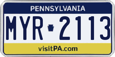 PA license plate MYR2113