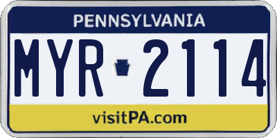 PA license plate MYR2114