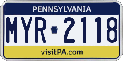 PA license plate MYR2118