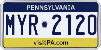PA license plate MYR2120