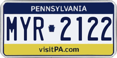 PA license plate MYR2122