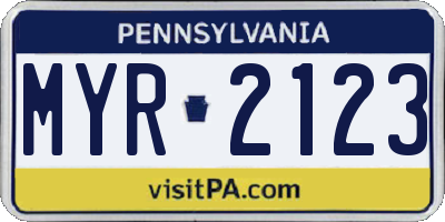 PA license plate MYR2123