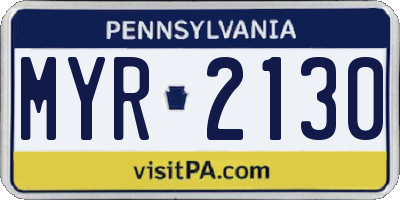 PA license plate MYR2130