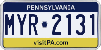 PA license plate MYR2131