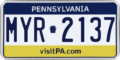 PA license plate MYR2137