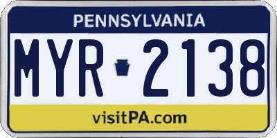 PA license plate MYR2138