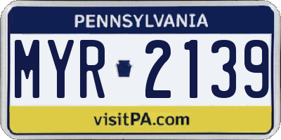 PA license plate MYR2139