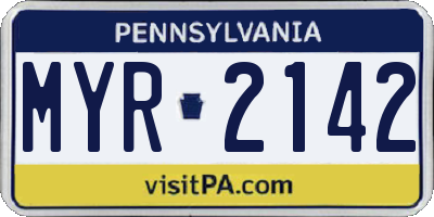 PA license plate MYR2142