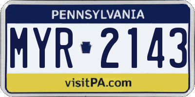 PA license plate MYR2143