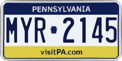PA license plate MYR2145