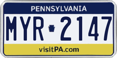PA license plate MYR2147