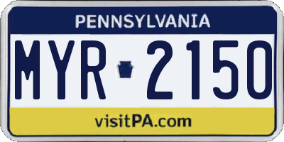 PA license plate MYR2150