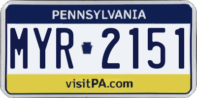 PA license plate MYR2151
