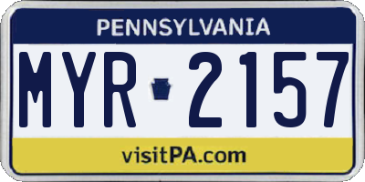 PA license plate MYR2157