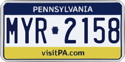 PA license plate MYR2158