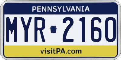 PA license plate MYR2160