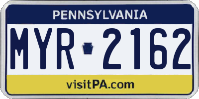 PA license plate MYR2162
