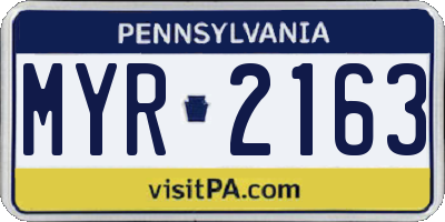 PA license plate MYR2163