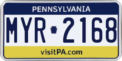 PA license plate MYR2168