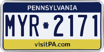 PA license plate MYR2171