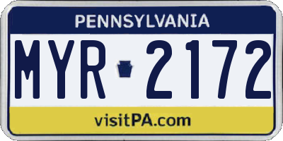 PA license plate MYR2172