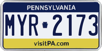 PA license plate MYR2173