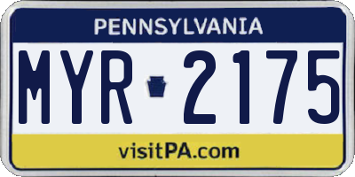 PA license plate MYR2175