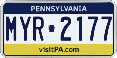 PA license plate MYR2177