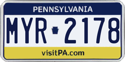PA license plate MYR2178
