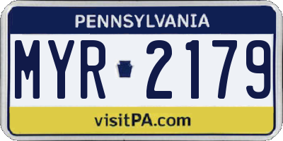 PA license plate MYR2179