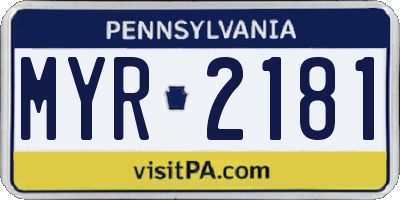 PA license plate MYR2181