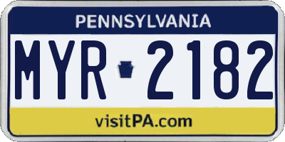 PA license plate MYR2182