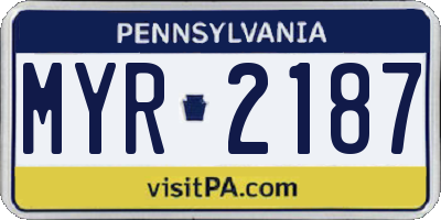 PA license plate MYR2187