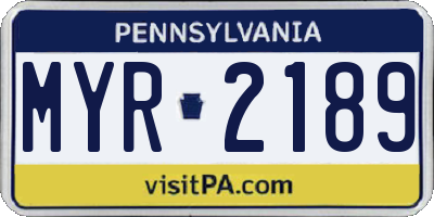 PA license plate MYR2189