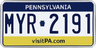PA license plate MYR2191