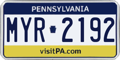 PA license plate MYR2192