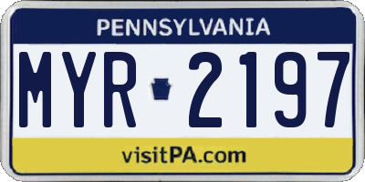 PA license plate MYR2197