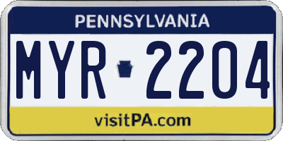 PA license plate MYR2204