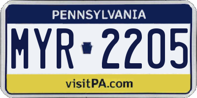PA license plate MYR2205