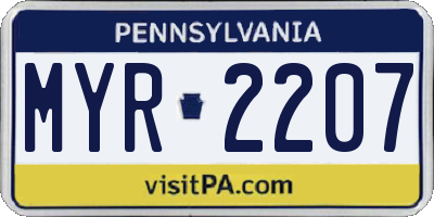 PA license plate MYR2207
