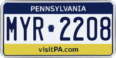 PA license plate MYR2208