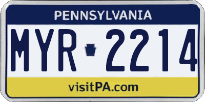 PA license plate MYR2214